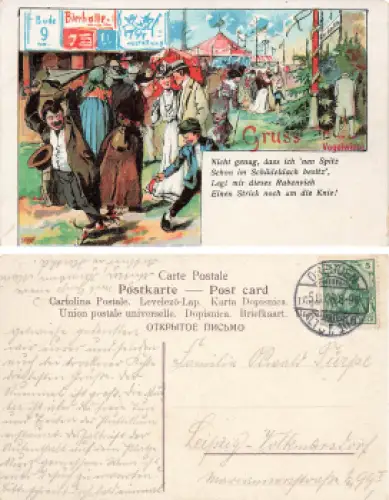 Dresdner Gruss von der Vogelwiese Litho o 1906