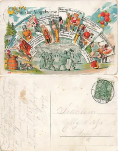 Dresdner Gruss von der Vogelwiese Litho  o 1908