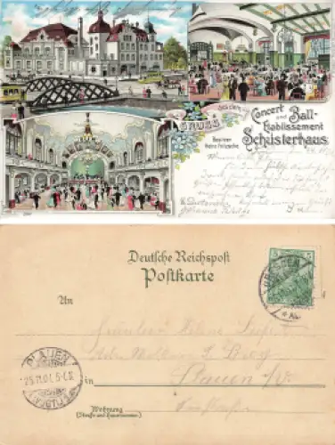 Cotta Dresden Concert und Ball Etablissement Schusterhaus Litho o 1901