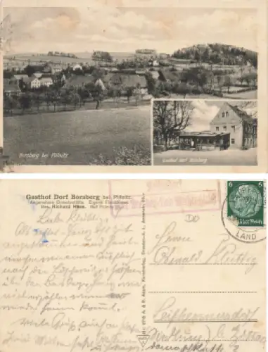 Borsberg bei Pillnitz Dresden Gasthof Richard Häse Landpoststempel Reitzendorf o 1934