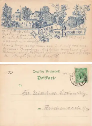Borsberg bei Pillnitz Dresden Berggasthof Litho  o 1896