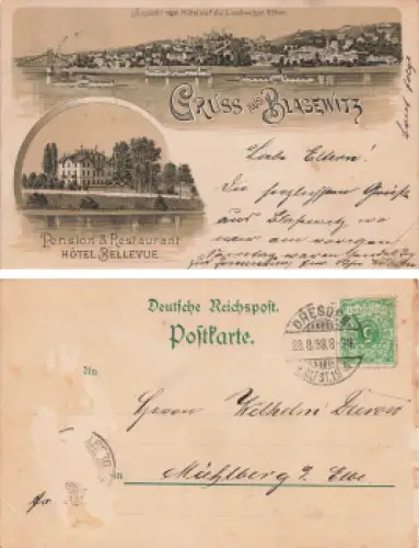 Blasewitz Dresden Hotel Bellevue Litho o 1898