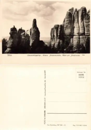 Elbsandsteingebirge vordere Schrammsteine Kletterfelsen * 1964 Verlag Hahn-Foto2443