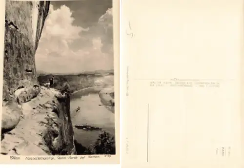 Elbsandsteingebirge Rahm-Hanke bei Rathen Kletterfelsen * 1959 Verlag Hahn-Foto3179