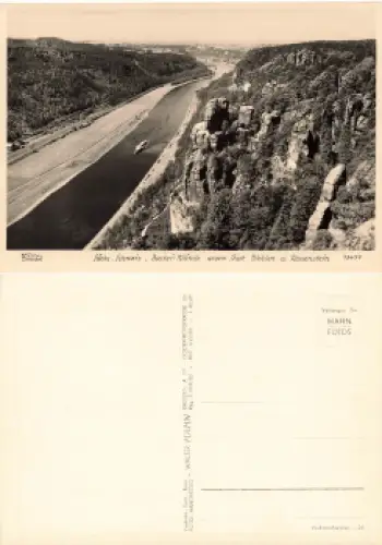 Sächsische Schweiz Bastei Wände gegen Wehlen * 1950 Verlag Hahn-Foto13477