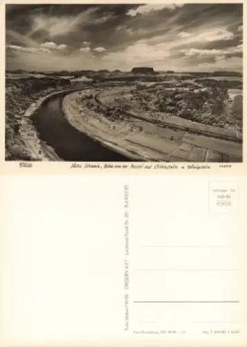 Sächsische Schweiz  von der Bastei auf Lilienstein und Königstein * 1965 Verlag Hahn-Foto11570