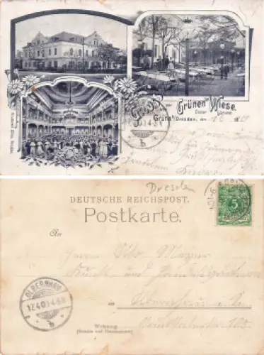 Gruna Dresden Gasthof zur Grünen Wiese Oscar Lämmel o 1900
