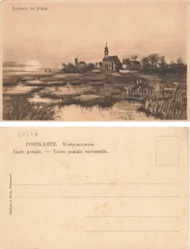 Hosterwitz Dresden Künstlerkarte Markert mit Kirche Maria am Wasser * um 1920