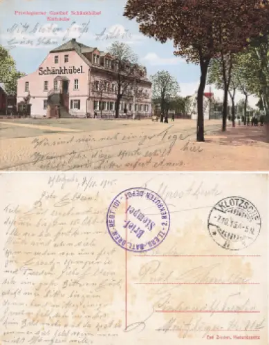 Klotzsche Dresden Gasthof Schänkhübel Feldpost II.ERS.-BATL.Gren.-REGT.101 2. REKRUTEN-DEPOT