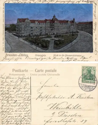 Löbtau Dresden Crispiplatz Bismarckstrasse Lunakarte11643 o 1906