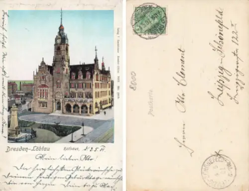 Löbtau Dresden Rathaus golden Windows o 1901