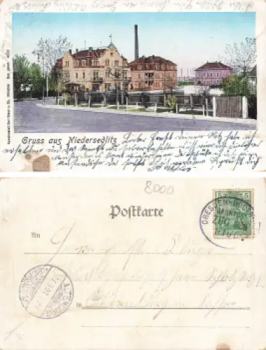Niedersedlitz Dresden Golden Windows Bahnpoststempel Dresden-Bodenbach Zug 526 o 1901