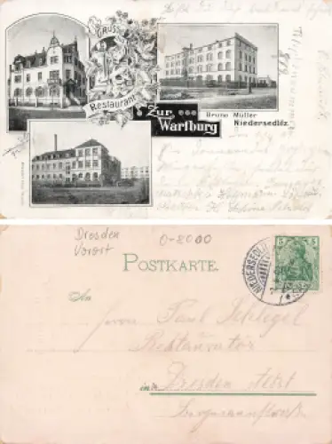 Niedersedlitz Dresden Restaurant zur Wartburg Bruno Müller o 1909