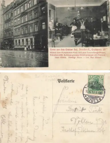 Dresden Grunaerstrasse 44 Restaurant Grunaer Hof Max Füssel o 1912
