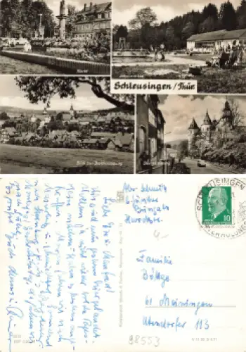 98553 Schleusingen Markt Brunnen Freibad o 1971