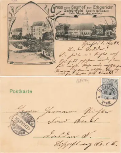 Schönfeld-Weißig Dresden Gasthof zum Erbgericht Max Jeremias o 1904