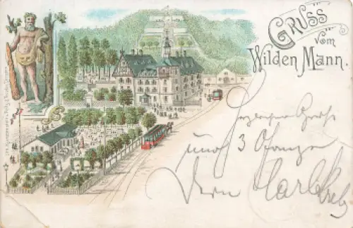 Trachenberge Dresden Gasthof Wilder Mann Litho o 1896