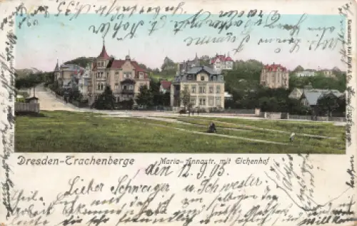 Trachenberge Dresden Maria-Annastrasse mit Eichenhof o 1905