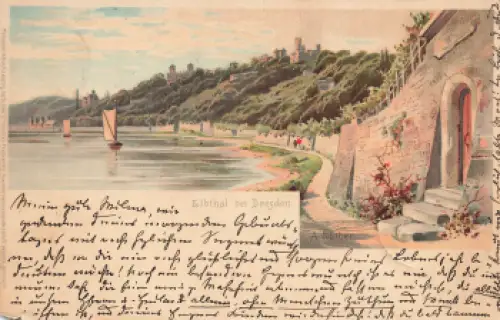 Wachwitz Dresden Künstlerkarte A. Nöther o 1902