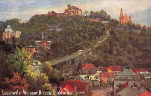Loschwitz Dresden Weisser Hirsch Drahtseilbahn Wiro-Künstlerkarte o 1927