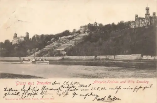 Loschwitz Dresden Albrecht-Schloss und Villa Souchey o 1900