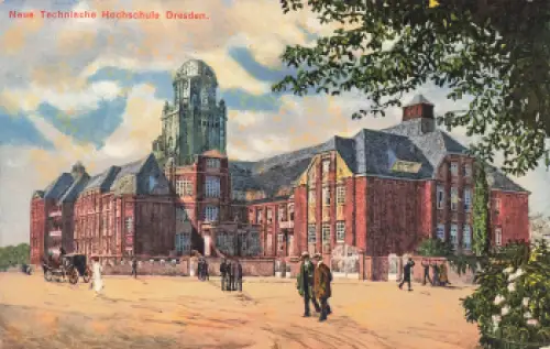 Dresden Südvorstadt Technische Hochschule Künstlerkarte Fritz Beckert * um 1910