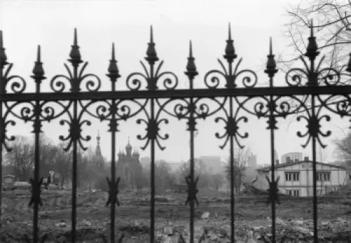 Südvorstadt Dresden Hochschulstrasse Baustelle an der Russischen Kirche Echtfoto um 1970