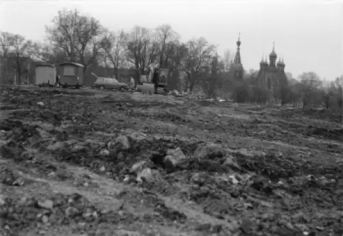 Südvorstadt Dresden Hochschulstrasse Baustelle an der Russischen Kirche Echtfoto um 1970