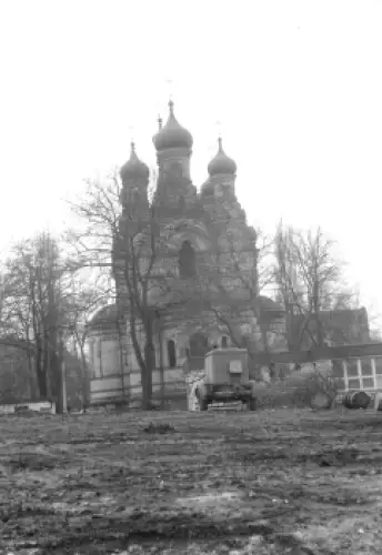 Südvorstadt Dresden Hochschulstrasse Baustelle an der Russischen Kirche Echtfoto um 1970