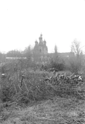 Südvorstadt Dresden Hochschulstrasse Baustelle an der Russischen Kirche Echtfoto um 1970