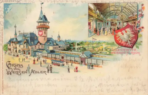 Weisser Hirsch Dresden Gruss vom Weissen Adler Litho o 1900