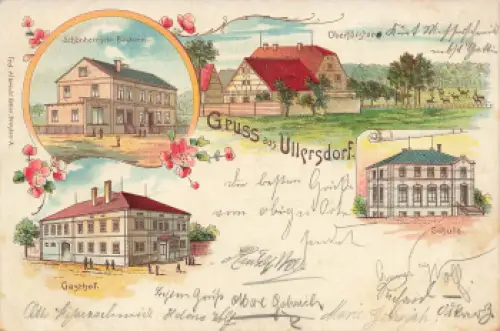 01454 Ullersdorf Radeberg Gasthof Bäckerei Schule Litho  o 1900