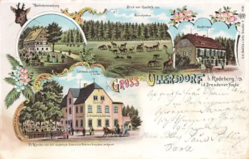 01454 Ullersdorf Radeberg Schmiedeschänke Litho o 1902