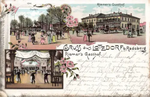 01454 Lotzdorf Radeberg Riemers Gasthof Litho o 1899