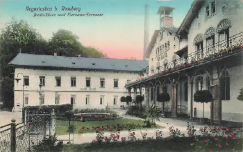 01454 Liegau-Augustusbad Radeberg Badehaus und Kurhaus Terrasse * um 1910