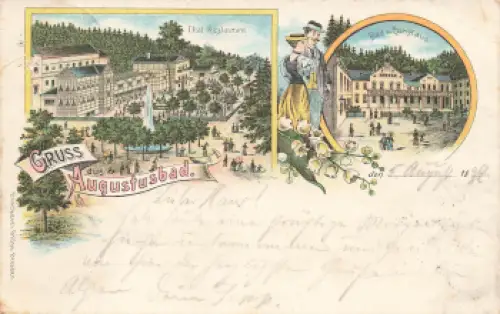01454 Liegau-Augustusbad Radeberg Thal Restaurant Litho o 1898
