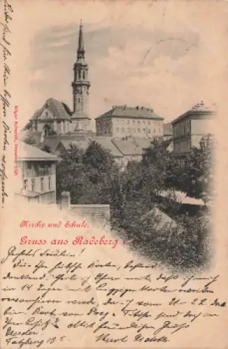 01454 Radeberg Kirche und Schule o 1901