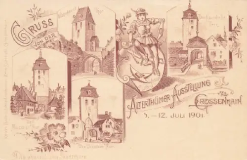 01558 Großenhain Alterthümer Ausstellung 1901 Privatganzsache 5 Pfennig Germania Reichspost