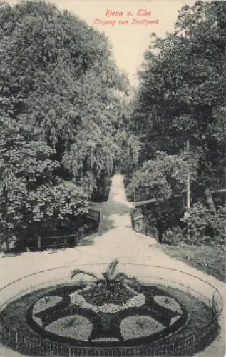 Riesa Elbe Eingang zum Stadtpark * um 1910