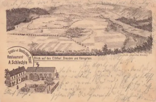 01640 Posel Coswig Sachsen Restaurant Deutsche Posel A. Schlechte Litho o 1898