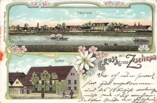 01619 Zschepa Zeithain Gasthaus Litho o 1909