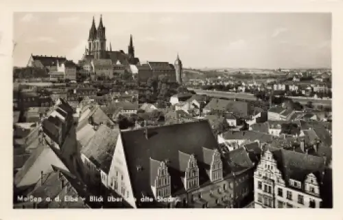 01662 Meißen Elbe Blick über die alte Stadt o 1958