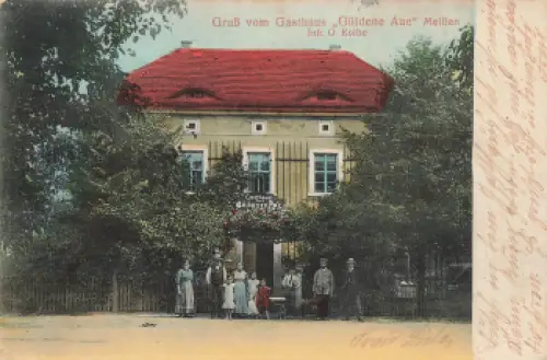 01662 Meißen Elbe Gasthaus "Güldene Aue" O. Kolbe o 1919