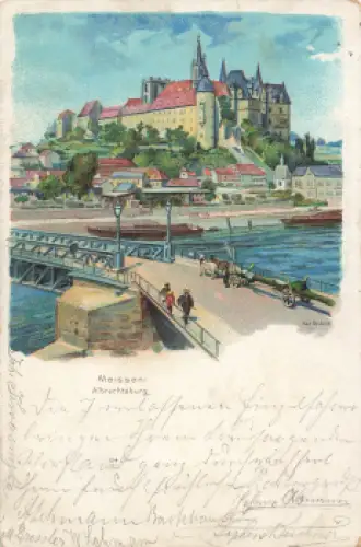 01662 Meißen Elbe Albrechtsburg Künstlerkarte Max Neubert o 1899