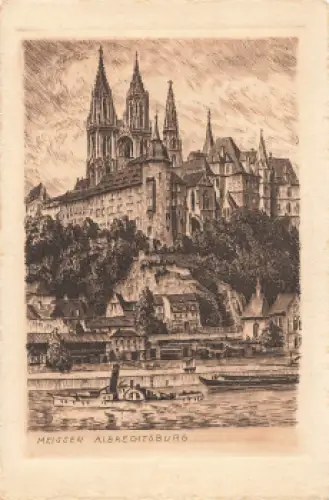 01662 Meißen Elbe Albrechtsburg Künstlerkarte Paul Jander * 1928