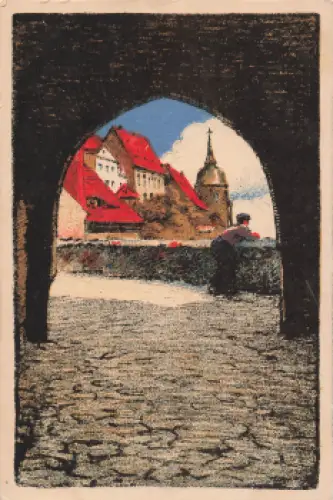 01662 Meißen Elbe Burgberg Künstlerkarte Artur Barth * um 1920