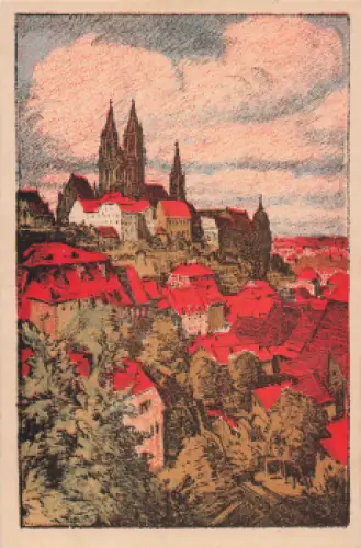 01662 Meißen Elbe Künstlerkarte Artur Barth * um 1920