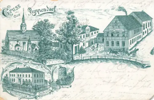 01774 Ruppendorf Gasthof Schule Klingenberg Litho o 1899
