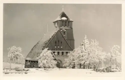 Zinnwald Erzgebirge Kirche Druckvorlage um 1950 Hanich