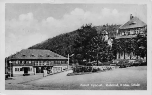 01773 Kipsdorf Erzgebirge Bahnhof Kirche Schule o 1954